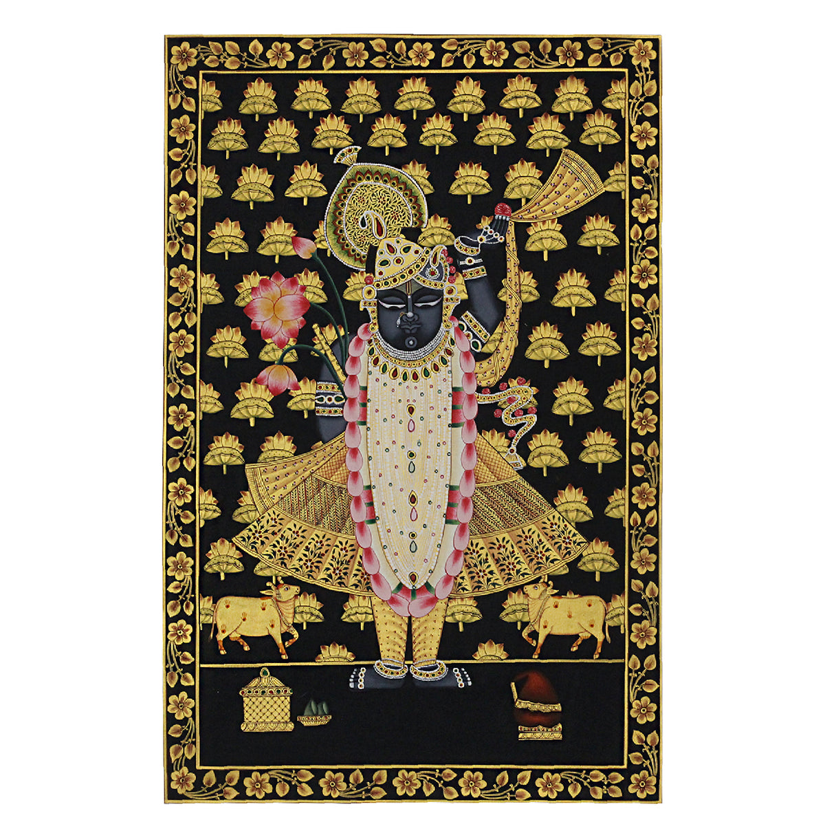 Shrinathji Kamal Van Hand Painted Pichwai Painting | Gold Foil Nathdwara Art