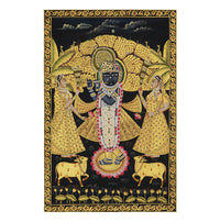Shrinathji Under Kadamba Tree Hand Painted Pichwai Painting | Gold Foil Nathdwara Art