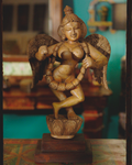 Hand-Carved Wooden Winged Angel Figure | Single