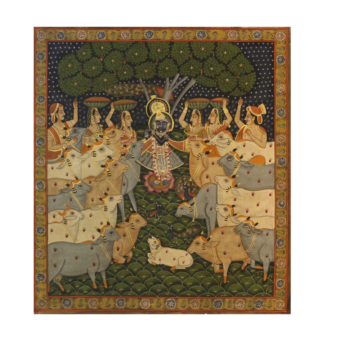 Pichwai Painting Shreenathji With Cows and Gopis