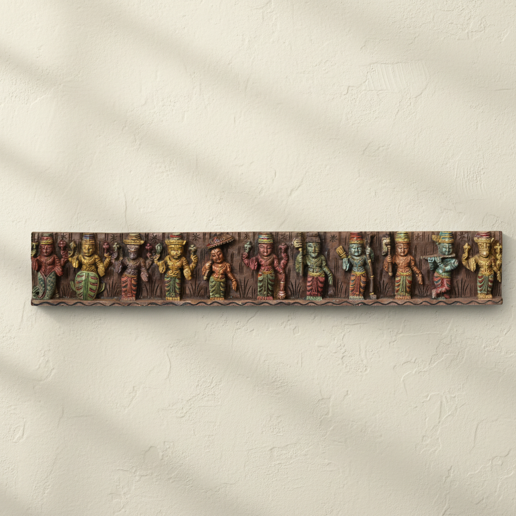 Wooden Handcarved Wall Panel Dasavathar