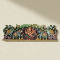 Handcrafted Wooden Ganesha Wall Panel | Traditional South Indian Wall Art