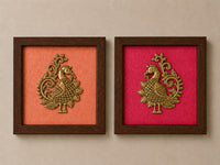 Set of Six Brass Figurines Wooden Wall Frames