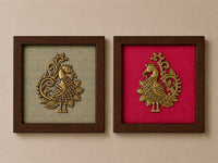 Set of Six Brass Figurines Wooden Wall Frames