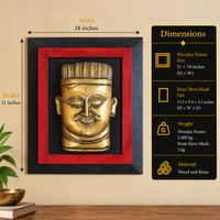 Wooden Frame and Brass Shiva Mask Hanging