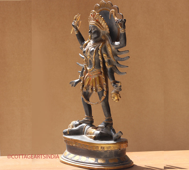 Brass Kali Antique Black and Gold 19"