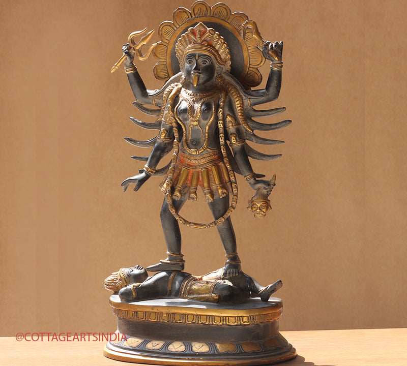 Brass Kali Antique Black and Gold 19"