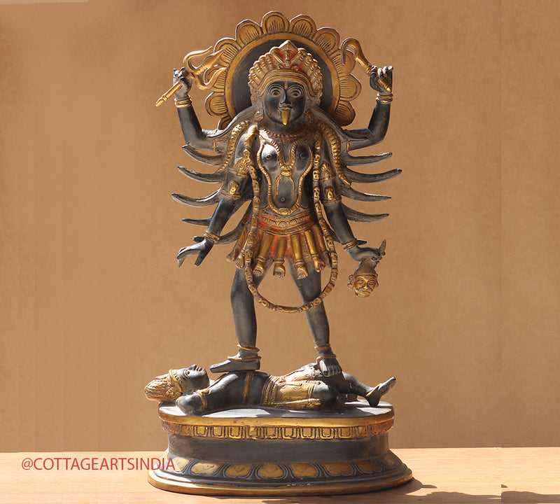 Brass Kali Antique Black and Gold 19"