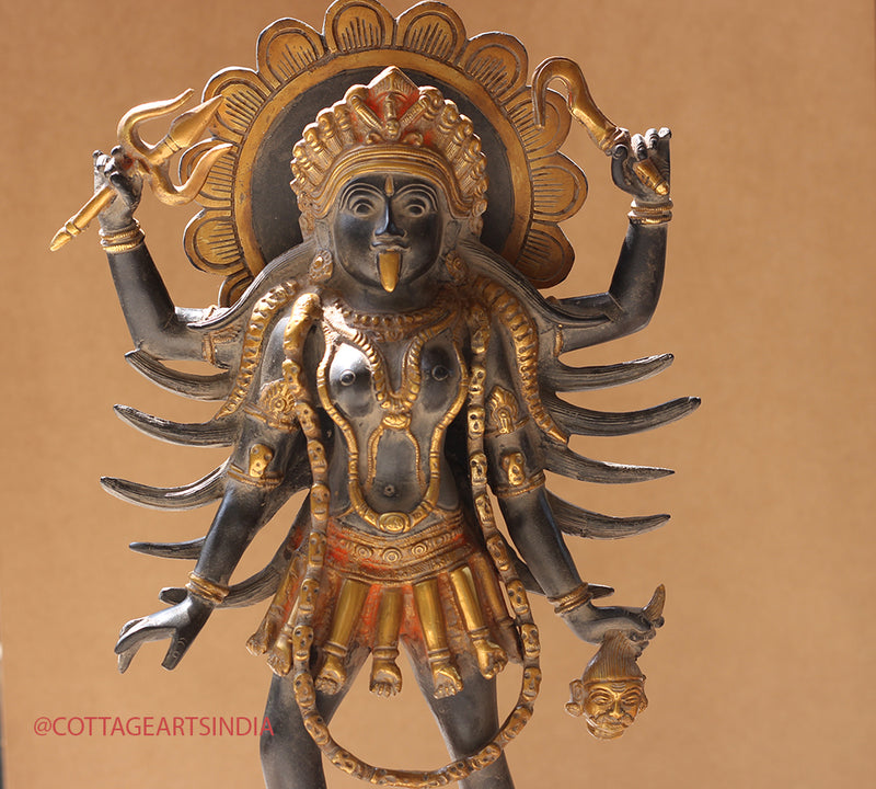 Brass Kali Antique Black and Gold 19"
