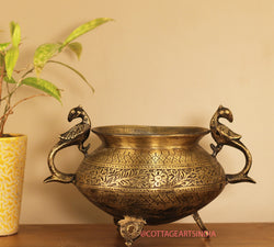Brass Vintage Carved Planter