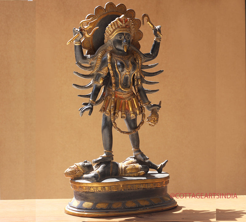 Brass Kali Antique Black and Gold 19"