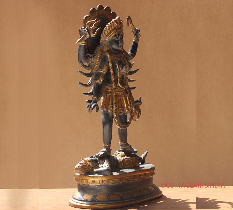 Brass Kali Antique Black and Gold 19"
