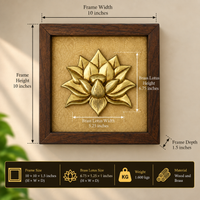Handcrafted Brass Lotus Wooden Wall Frame