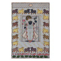 Hand-Painted Shrinathji Silver & Gold Foil Pichwai Painting | Nathdwara Art