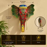 Wooden Painted Elephant Wall Hanging