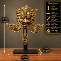 Brass Vintage Finish Kirtmukha Mask on Stand