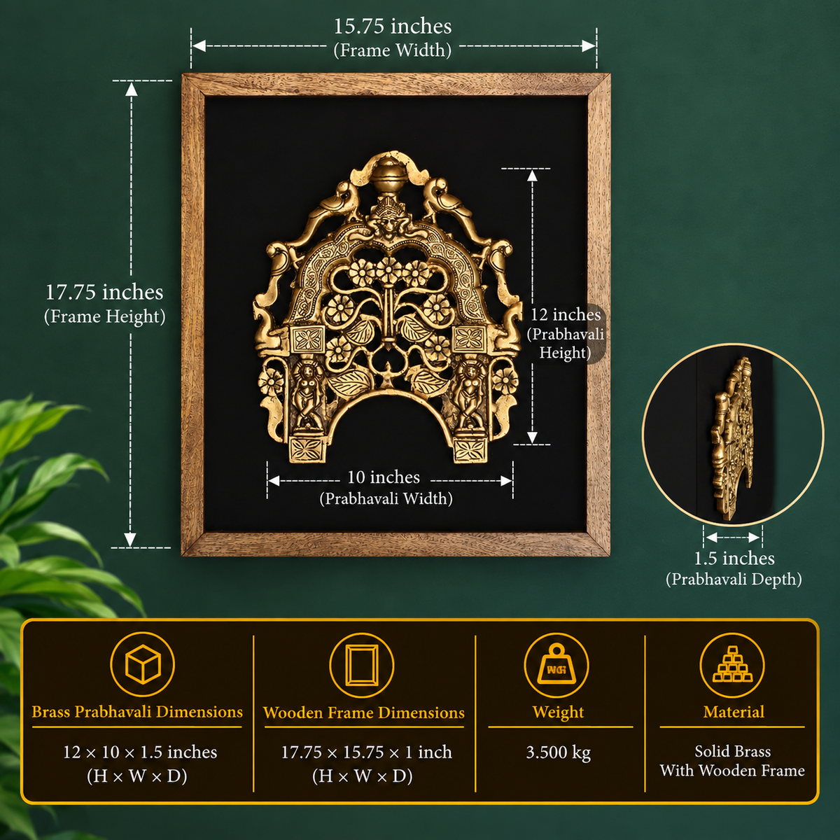 Wooden Frames With Brass Prabhavali Floral