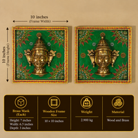 Brass Shiva & Gauri Mukhlingam Wooden Frame