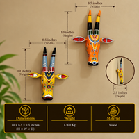 Wooden Bull Head Set of 2