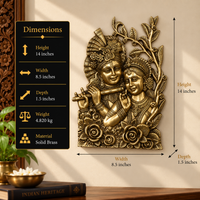 Brass Radha Krishna Wall Art – Divine Harmony in Brass