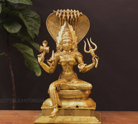 Brass Goddess Mariamman Idol with Serpent Hood | South Indian Temple Art