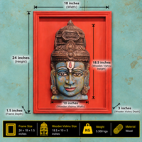 Wooden Vishnu Mask With Wooden Handcrafted Frame