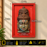 Wooden Vishnu Mask With Wooden Handcrafted Frame