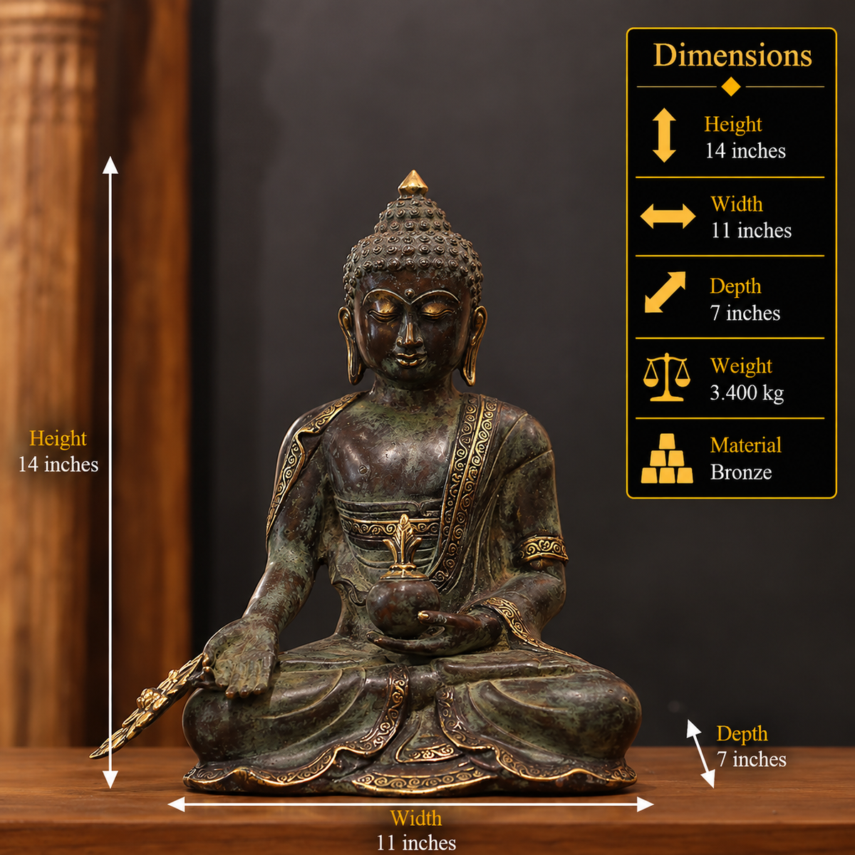 Buddha – The Healer and Enlightened One (Indonesian Bronze Sculpture)