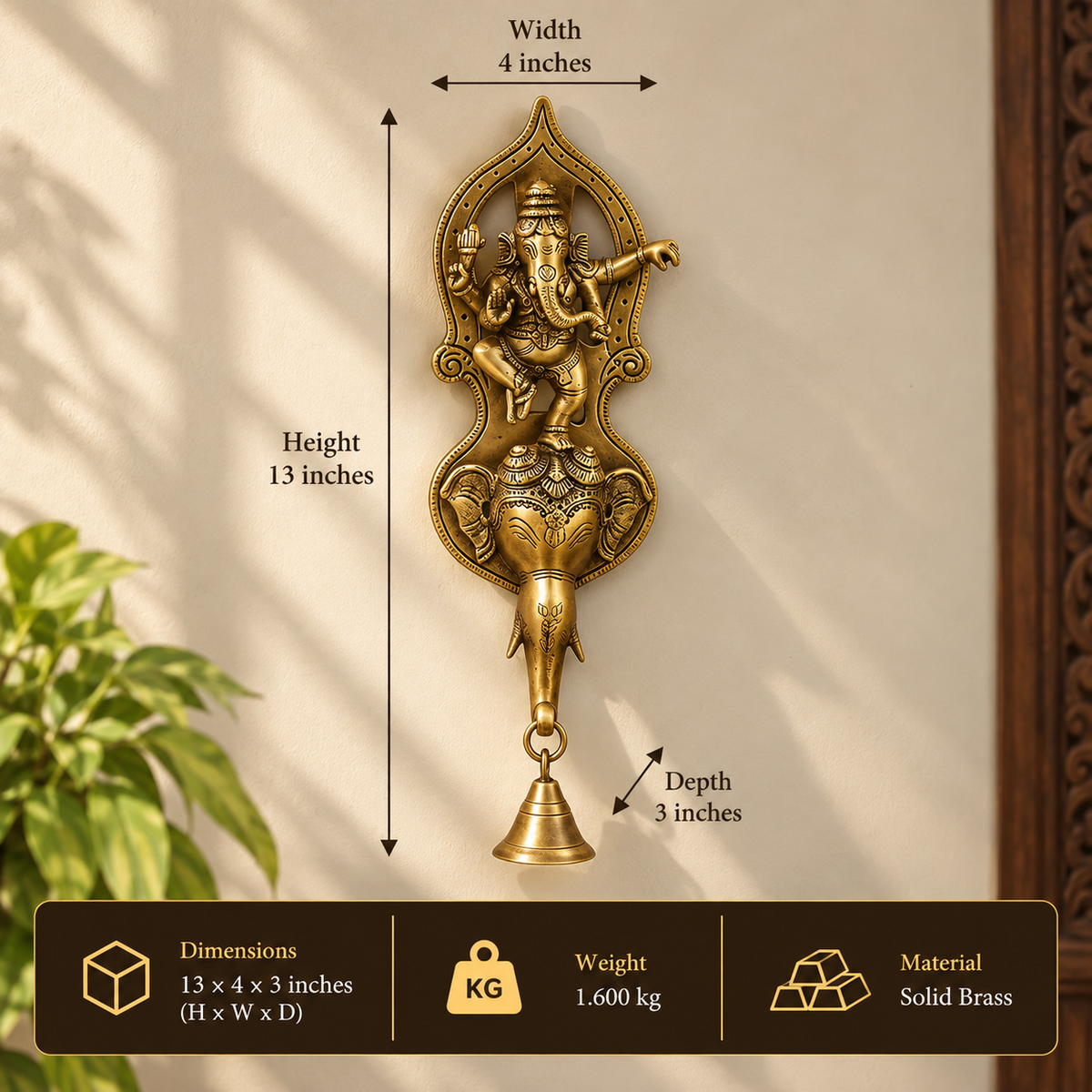 Brass Ganesha Wall Hanging
