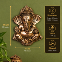 Brass Ganesha Face for Main Door Wall Hanging