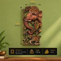 Wooden Elephant Wall Hanging Panel-Pair