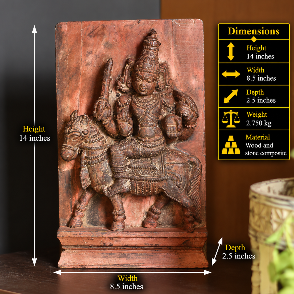 Vintage Wood /Stone Shiva Idol