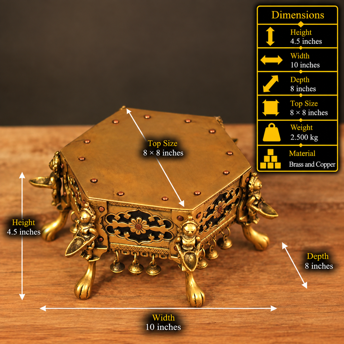 Brass and Copper Tribal Art Chowki