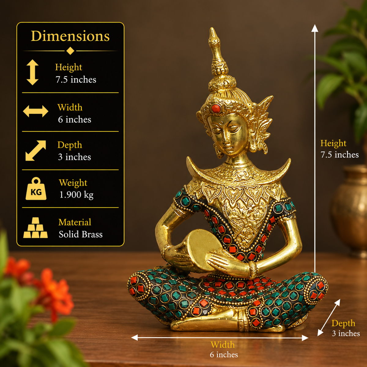 Brass Thai Musicians Stonework