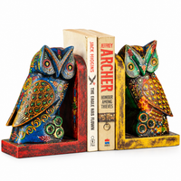 Wooden Book-Ends Painted Owl