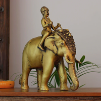 Vintage Finish Brass Elephant with Rider | Royal Heritage Décor Accent