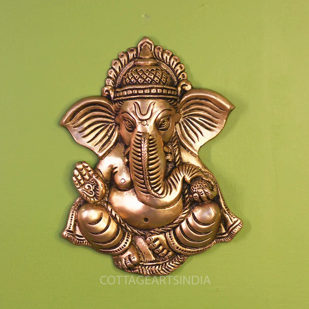 Brass Ganesha Face for Main Door Wall Hanging