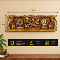 Wooden Carved Wall Panel Vishnu - Laxmi