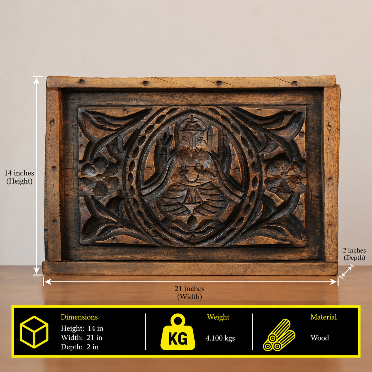 Hand-Carved Teak Wood Art Work -Wall Hanging