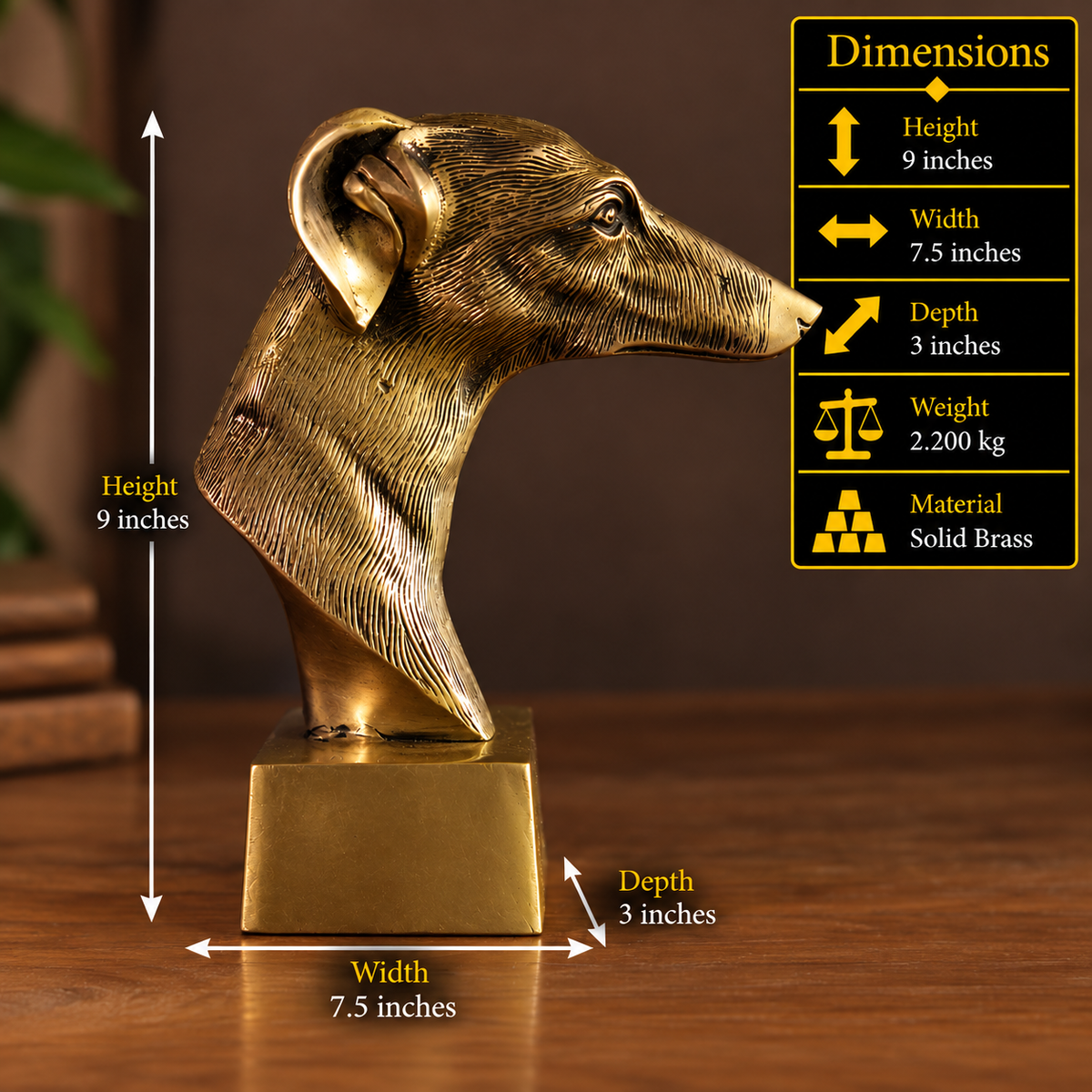 Brass Dog Bust