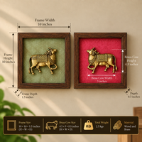 Set of Two Brass Cow Wooden Wall Frames
