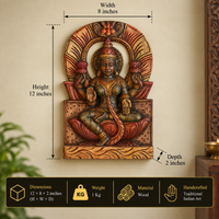 Wood Painted Laxmi Wall Hanging
