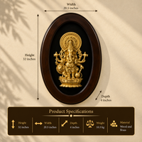 Wooden Frame With Brass Shubh Drishti Ganesh