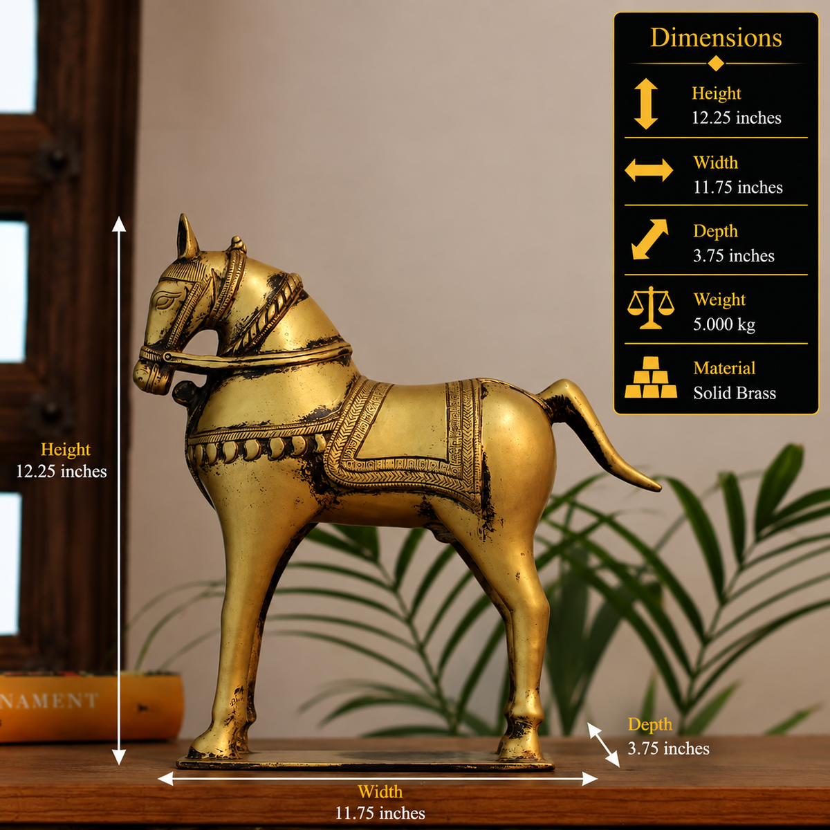 Brass Vintage Finished Horse