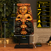Vintage Wood /Stone Musician Apsara