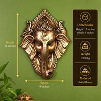 Brass Ganesha Face for Main Door Wall Hanging
