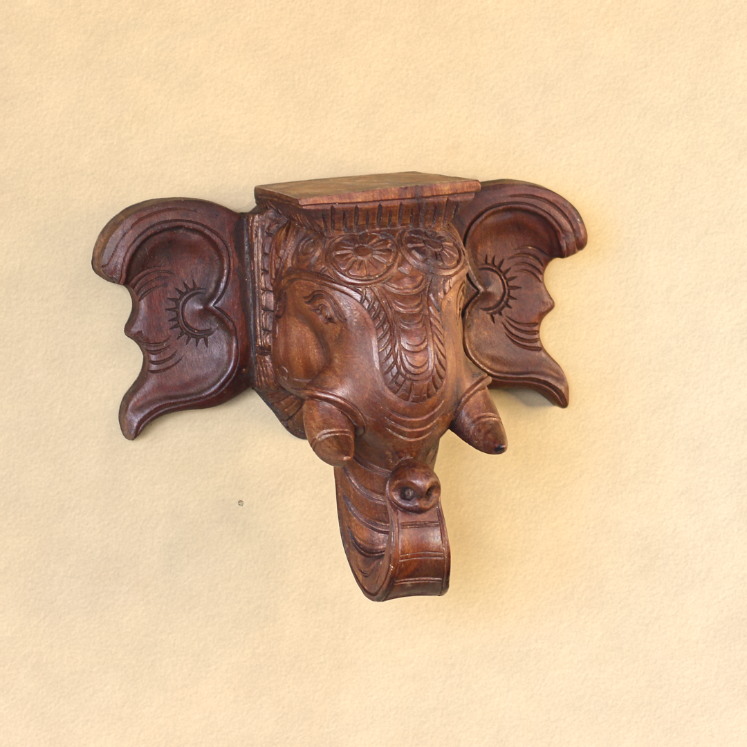 Handcrafted Wooden Elephant Trunk Wall Shelf