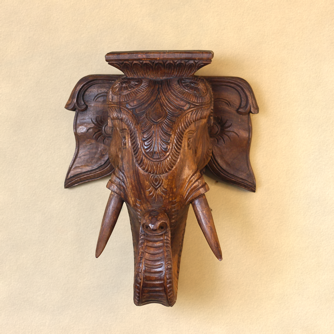 Handcrafted Wooden Elephant Trunk Wall Shelf