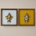 Wooden Framed Brass Shiva Gauri Mask