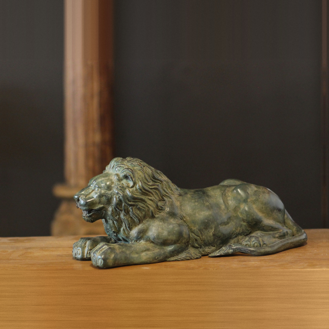 Bronze Reclining Lion Sculpture